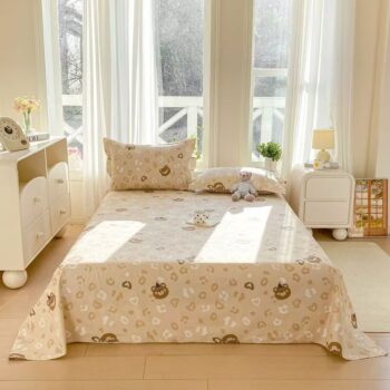 Cute pure cotton cartoon printed bed sheet for student dorms