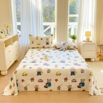 Cute pure cotton cartoon printed bed sheet for student dorms