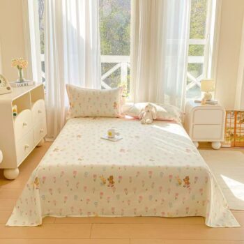 Cute pure cotton cartoon printed bed sheet for student dorms