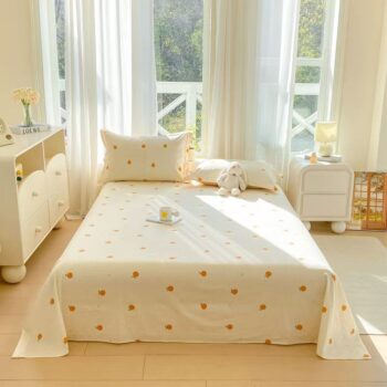 Cute pure cotton cartoon printed bed sheet for student dorms