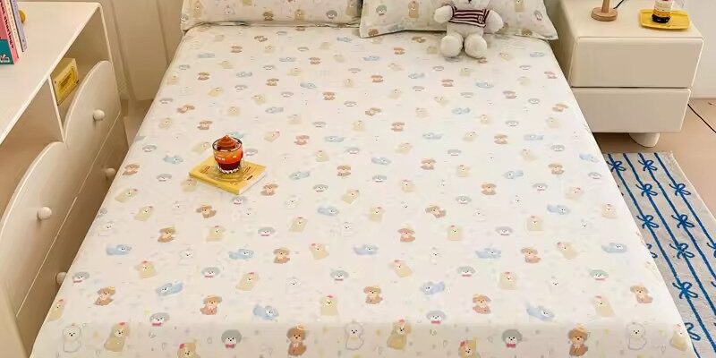 Adorable cotton printed fitted sheet with secure elastic edges