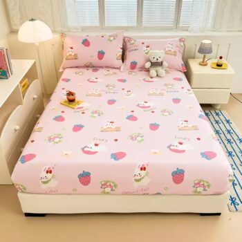 Soft cotton fitted sheet with cute colorful printed patterns