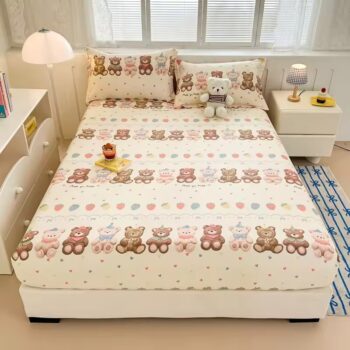 Soft cotton fitted sheet with cute colorful printed patterns