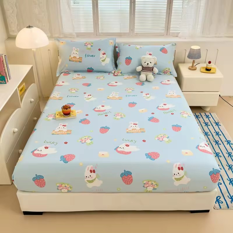 Soft cotton fitted sheet with cute colorful printed patterns