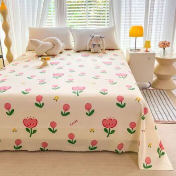 Cute printed single and double-size bed sheet for home use