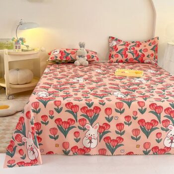 Cute printed single and double-size bed sheet for home use