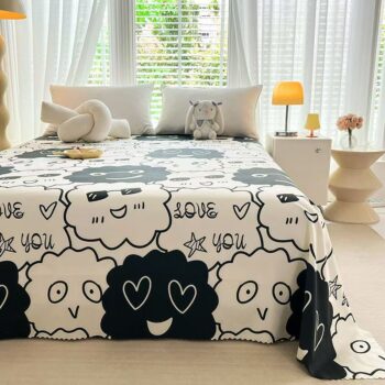 Cute printed single and double-size bed sheet for home use
