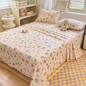Cute soft dorm bed sheet designed for student bedding