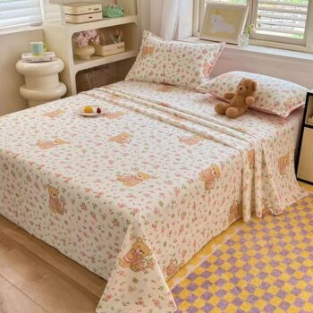 Cute soft dorm bed sheet designed for student bedding