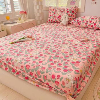 Dust-proof non-slip pure cotton fitted sheet with secure fit