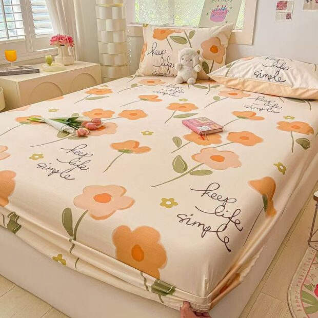 Dust-proof non-slip pure cotton fitted sheet with secure fit