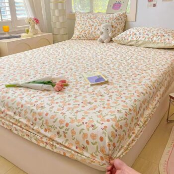 Dust-proof non-slip pure cotton fitted sheet with secure fit