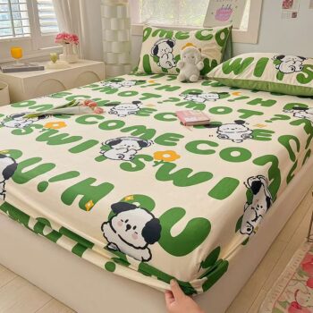 Dust-proof non-slip pure cotton fitted sheet with secure fit