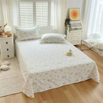 Pure cotton floral series printed bed sheet for home use