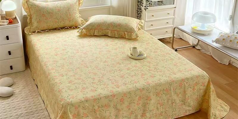 Pure cotton floral series printed bed sheet for home use