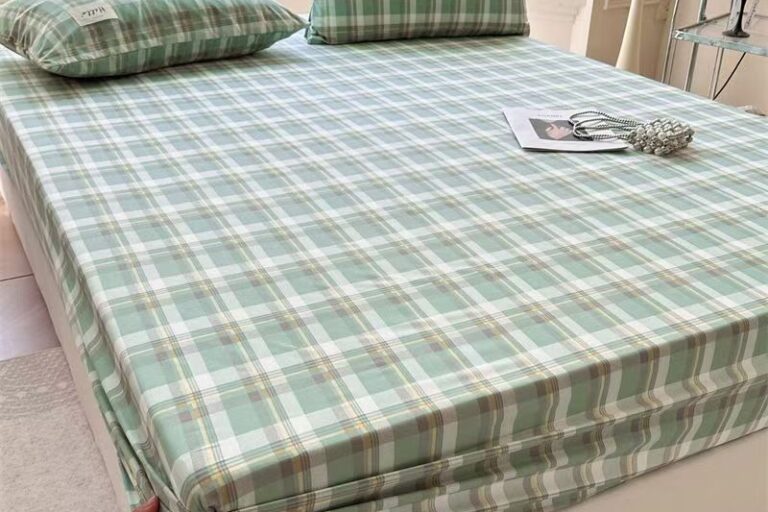 Fresh striped and checked home fitted sheet with soft texture