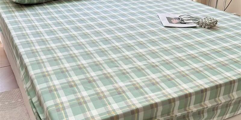 Fresh striped and checked home fitted sheet with soft texture