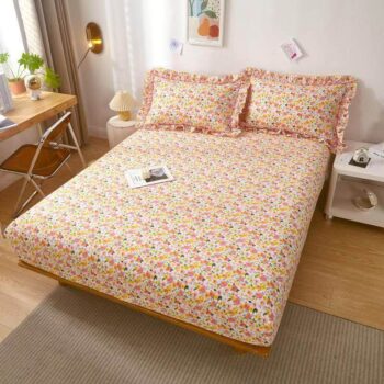 Premium pure cotton non-slip printed fitted sheet for bedrooms