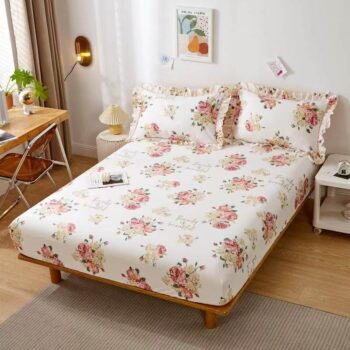 Premium pure cotton non-slip printed fitted sheet for bedrooms