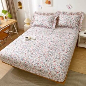 Premium pure cotton non-slip printed fitted sheet for bedrooms