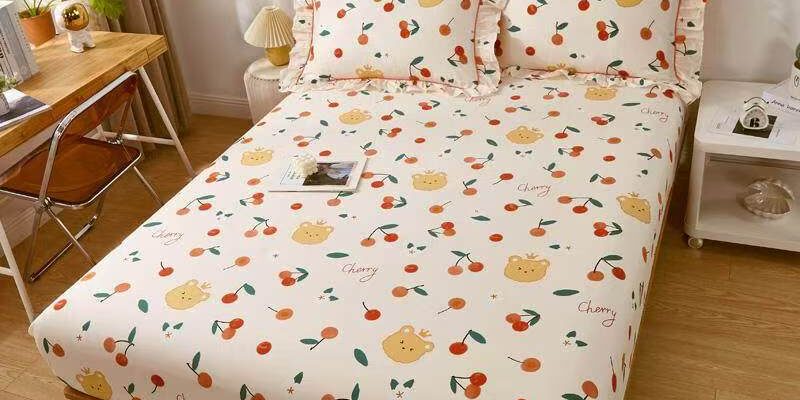 Premium pure cotton non-slip printed fitted sheet for bedrooms