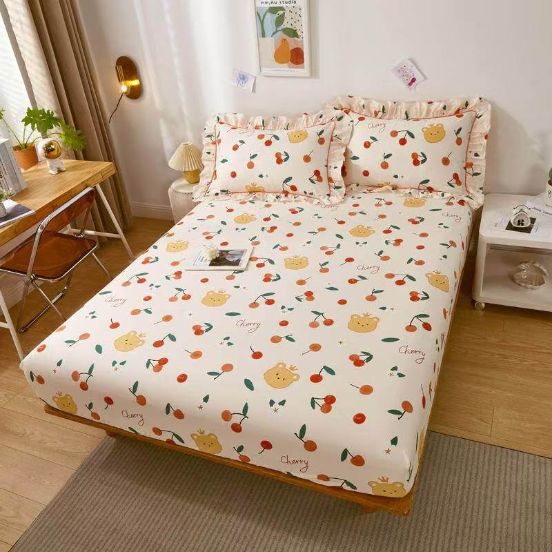 Premium pure cotton non-slip printed fitted sheet for bedrooms