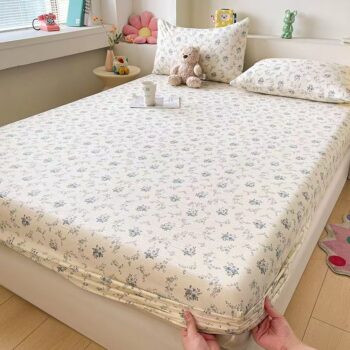 High-quality breathable double gauze fitted sheet with soft texture