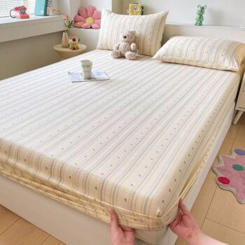 High-quality breathable double gauze fitted sheet with soft texture