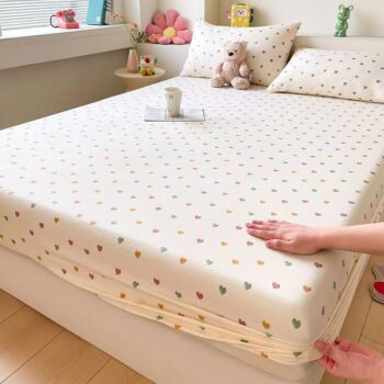 High-quality breathable double gauze fitted sheet with soft texture