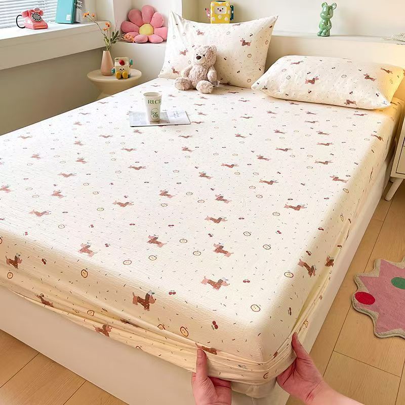 High-quality breathable double gauze fitted sheet with soft texture