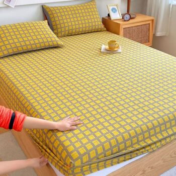 High-quality multi-color printed pure cotton non-slip fitted sheet