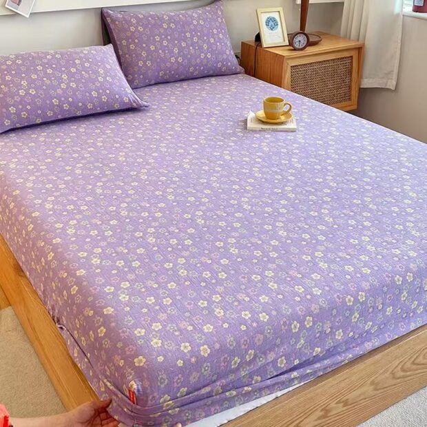 High-quality multi-color printed pure cotton non-slip fitted sheet