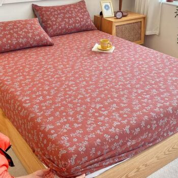 High-quality multi-color printed pure cotton non-slip fitted sheet