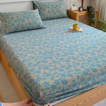 High-quality multi-color printed pure cotton non-slip fitted sheet