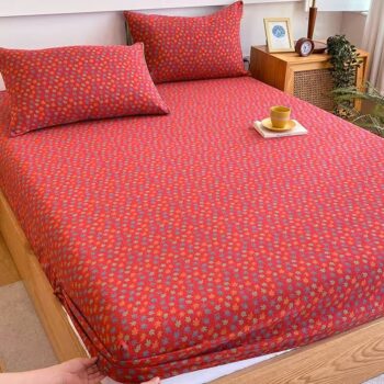 High-quality multi-color printed pure cotton non-slip fitted sheet