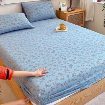 High-quality multi-color printed pure cotton non-slip fitted sheet