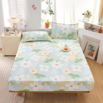 High-quality pure cotton fitted sheet with breathable soft texture