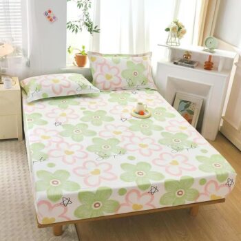 High-quality pure cotton fitted sheet with breathable soft texture