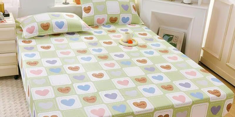 High-quality pure cotton fitted sheet with breathable soft texture