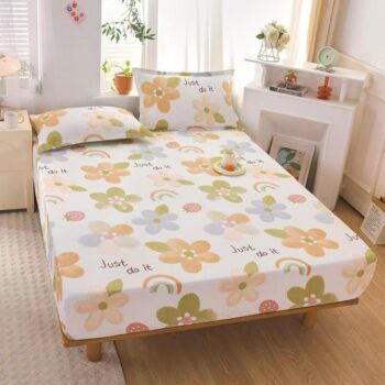 High-quality pure cotton fitted sheet with breathable soft texture