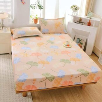 High-quality pure cotton fitted sheet with breathable soft texture