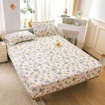 High-quality pure cotton fitted sheet with breathable soft texture