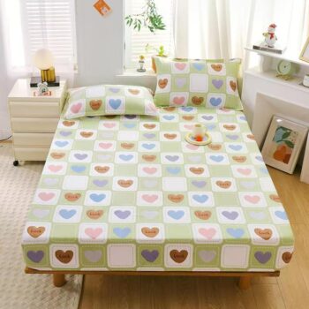 High-quality pure cotton fitted sheet with breathable soft texture