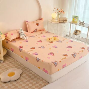 Stylish soft washed cotton fitted sheet with clean design