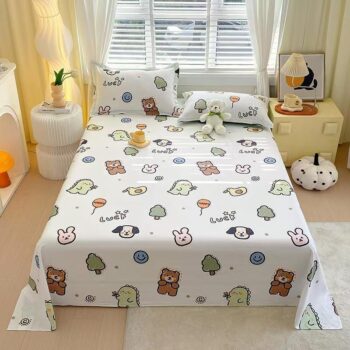 Kids cartoon pure cotton bed sheet with soft breathable fabric