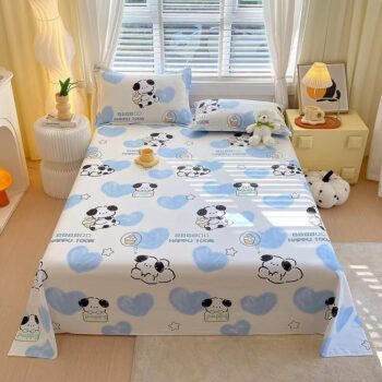 Kids cartoon pure cotton bed sheet with soft breathable fabric