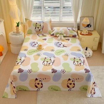 Kids cartoon pure cotton bed sheet with soft breathable fabric