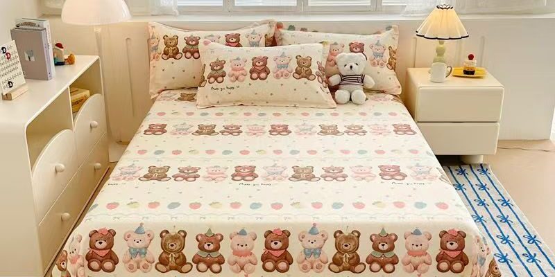 Cute cartoon pure cotton bed sheet for children’s bedrooms
