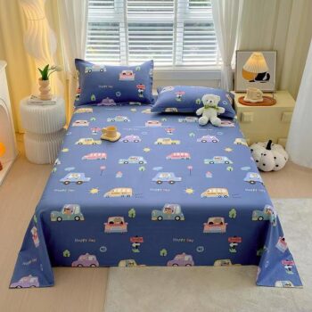 Kids cartoon pure cotton bed sheet with soft breathable fabric
