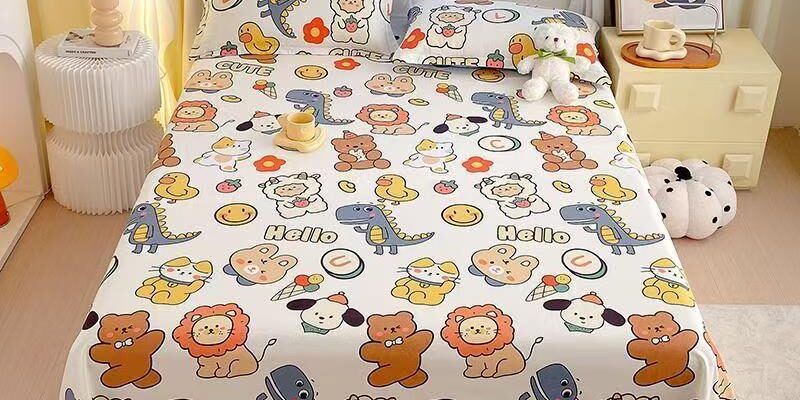 Kids cartoon pure cotton bed sheet with soft breathable fabric